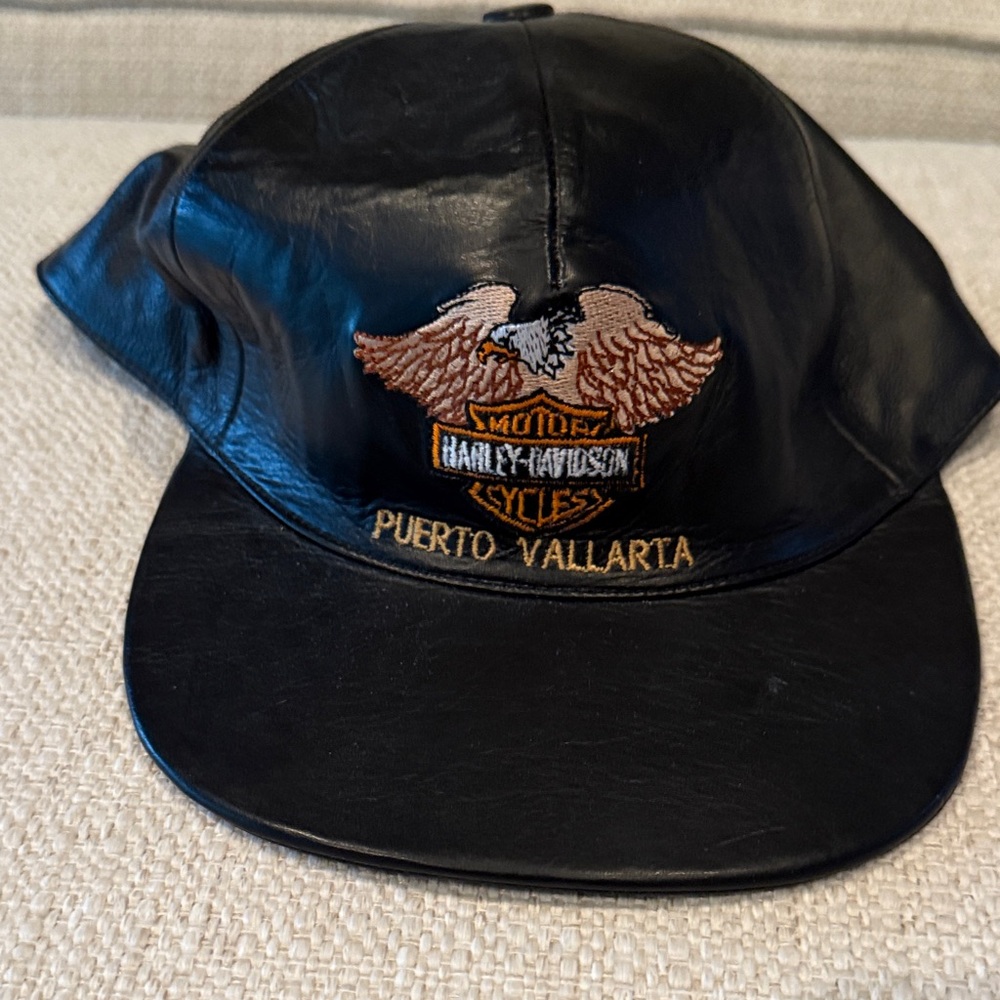 Harley-Davidson Black Leather Puerto Vallarta Cap